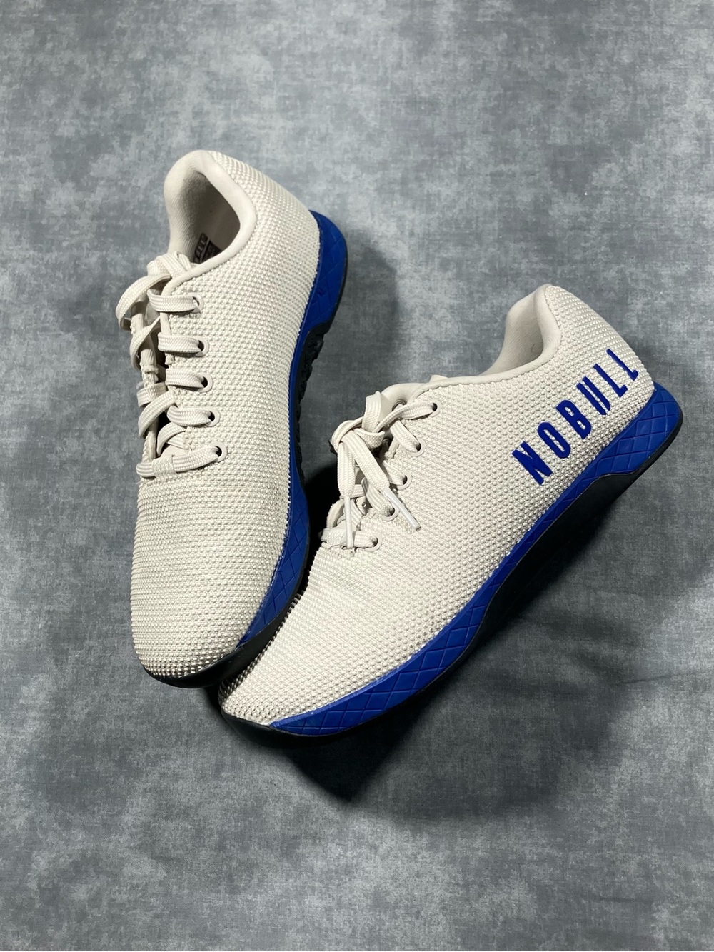 NOBULL Men’s Knit Trainer in White with Blue Accents